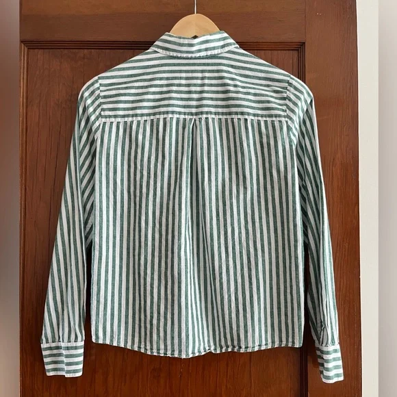 SEZANE TOMBOY SHIRT GREEN STRIPE SZ 34 - Picture 3 of 10